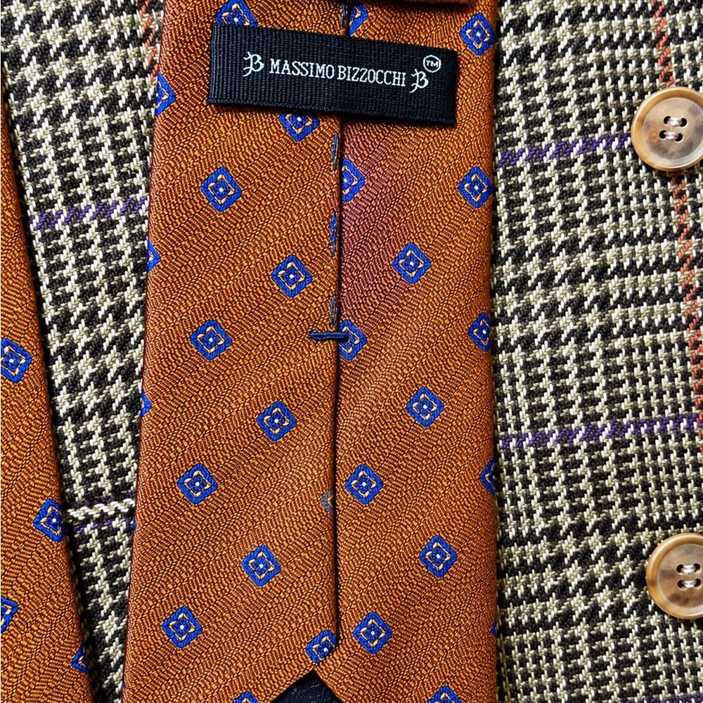 Alfred Dunhill 100% Cashmere Prince of Wales Sport Coat + Massimo Bizzocchi Tie - Picture 4 of 4